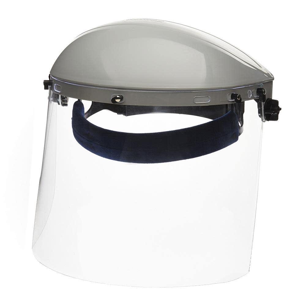 Sellstrom Single Crown Safety Face Shield with Ratchet Headgear Uncoated Window Clear Tint Gray Crown