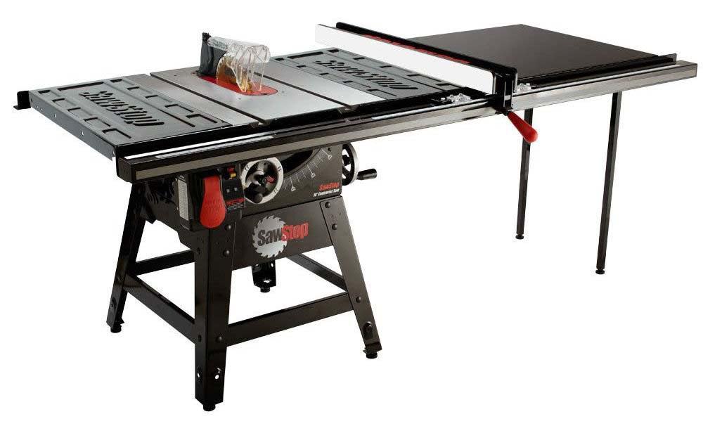 Sawstop Contractors Saw with 52" T Glide Fence System Rails & Extension Table