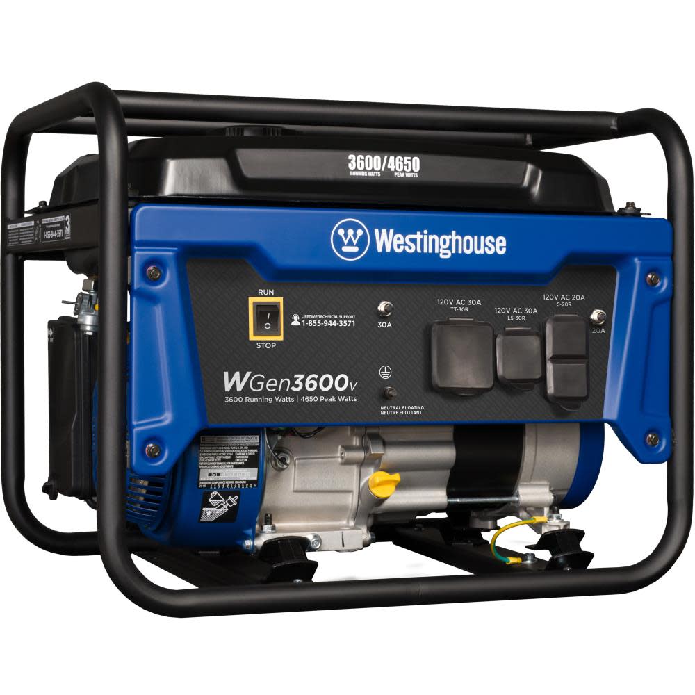 Westinghouse Outdoor Power 3600 Running Watt Portable Gas Powered Generator with RV Ready TT-30R 30 Amp Receptacle 
Westinghouse Outdoor Power 3600 Running Watt Portable Gas Powered Generator with RV Ready TT-30R 30 Amp Receptacle