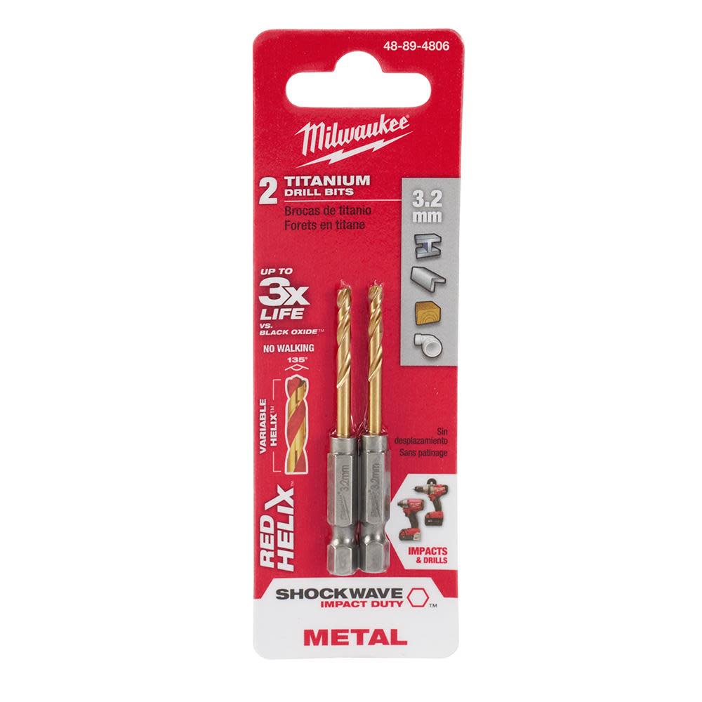 Milwaukee 3.2mm Metric Titanium SHOCKWAVE Red Helix Bit