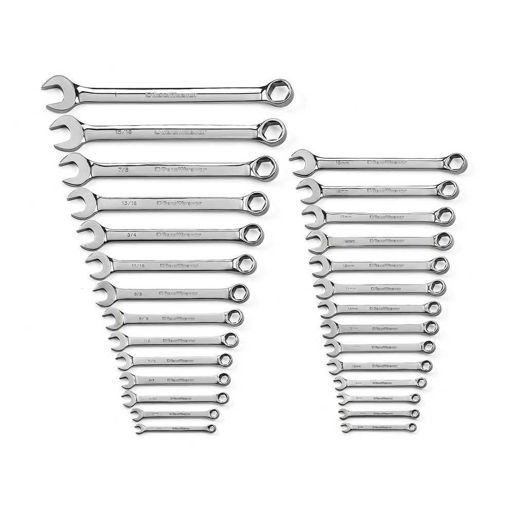 GEARWRENCH Combination Wrench Set 28-Pc Full Polish SAE/Metric