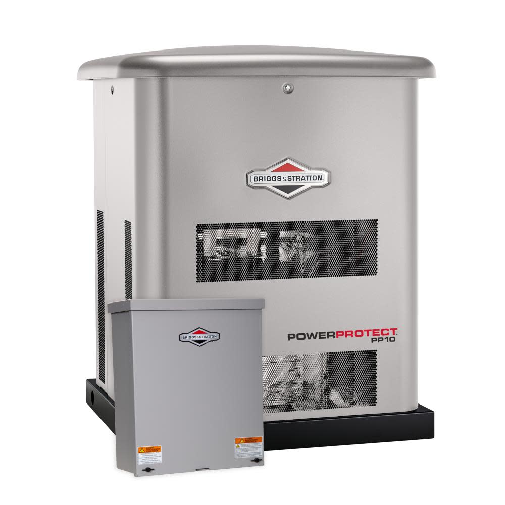 Briggs and Stratton PowerProtect Standby Generator with Automatic Transfer Switch 10000 Watt (LP)/8000 Watt (NG)
Briggs and Stratton PowerProtect Standby Generator with Automatic Transfer Switch 10000 Watt (LP)/8000 Watt (NG)