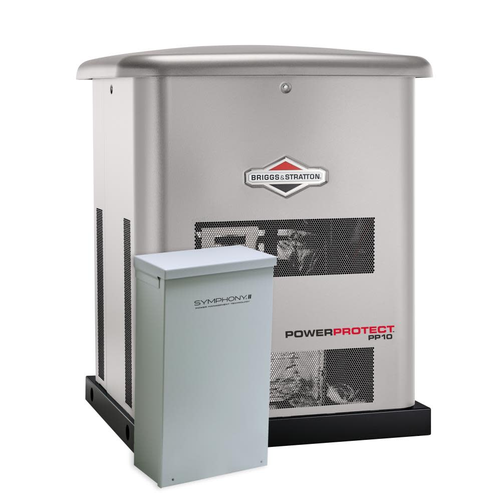 Briggs and Stratton PowerProtect Standby Generator with Automatic Transfer Switch 10000 Watt (LP)/8000 Watt (NG)
Briggs and Stratton PowerProtect Standby Generator with Automatic Transfer Switch 10000 Watt (LP)/8000 Watt (NG)
