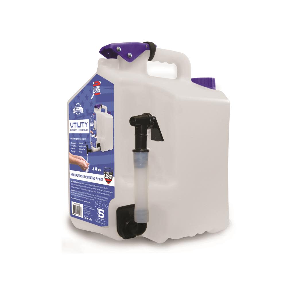 Surecan 5 Gallon 18.93 Liters Multipurpose Dispensing Utility Tank/Can with Spigot