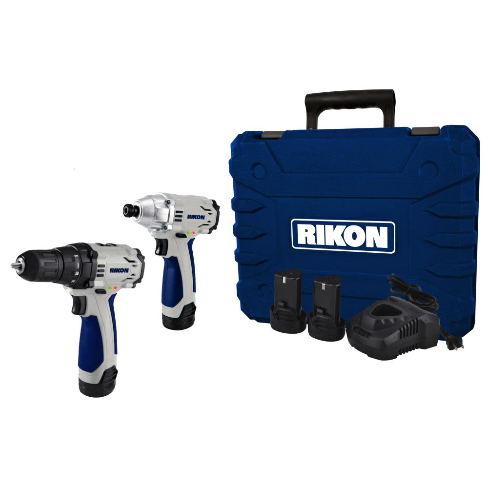Rikon 12v Li Drill/ Impact Driver Combo Pack with 2 Batteries Kit