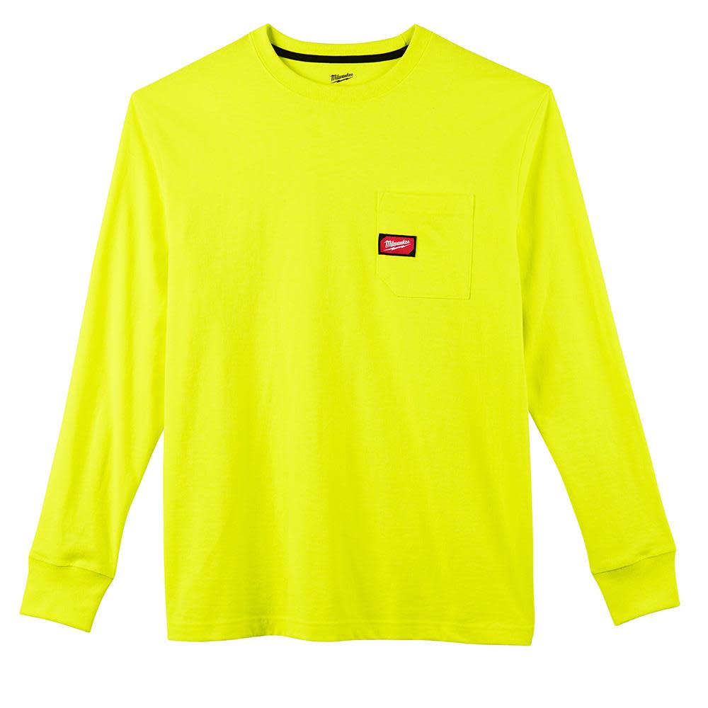Milwaukee Heavy Duty Hi Vis Yellow Pocket Long Sleeve T-Shirt - 2X