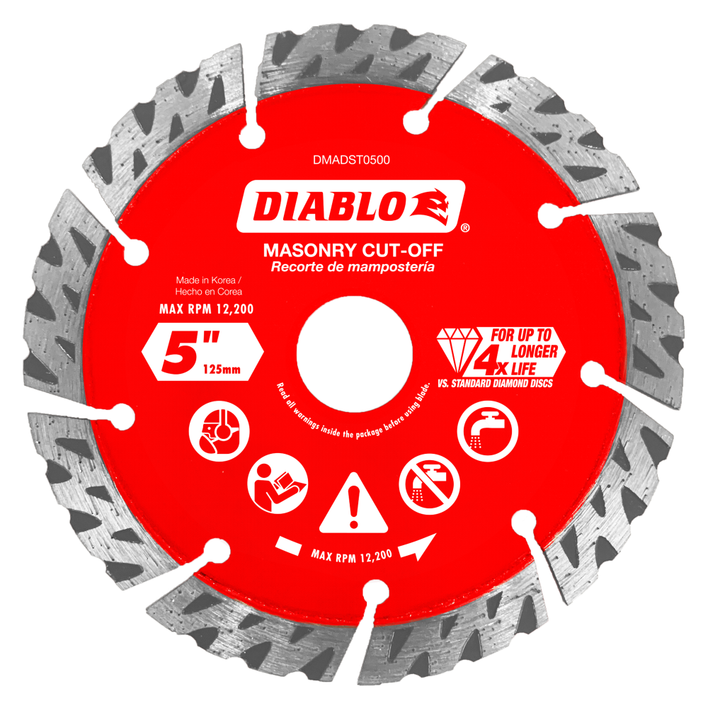 Diablo Tools 5" Diamond Segmented Turbo Cut-Off Discs for Masonry