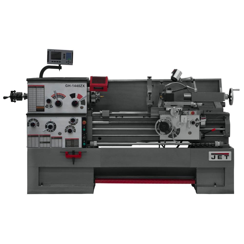JET Gear Head 14 x 40 ZX Lathe with ACU-RITE 203 DRO Collet Closer & Taper Attachment
JET Gear Head 14 x 40 ZX Lathe with ACU-RITE 203 DRO Collet Closer & Taper Attachment
