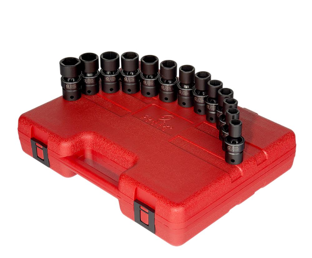 Sunex 1/2 In. Drive Metric Universal Impact Socket Set 13 pc.