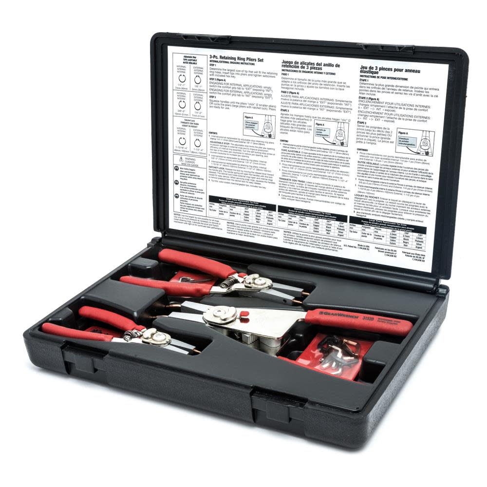 GEARWRENCH Retaining Ring Pliers Set Convertible Internal/External 6 Pc