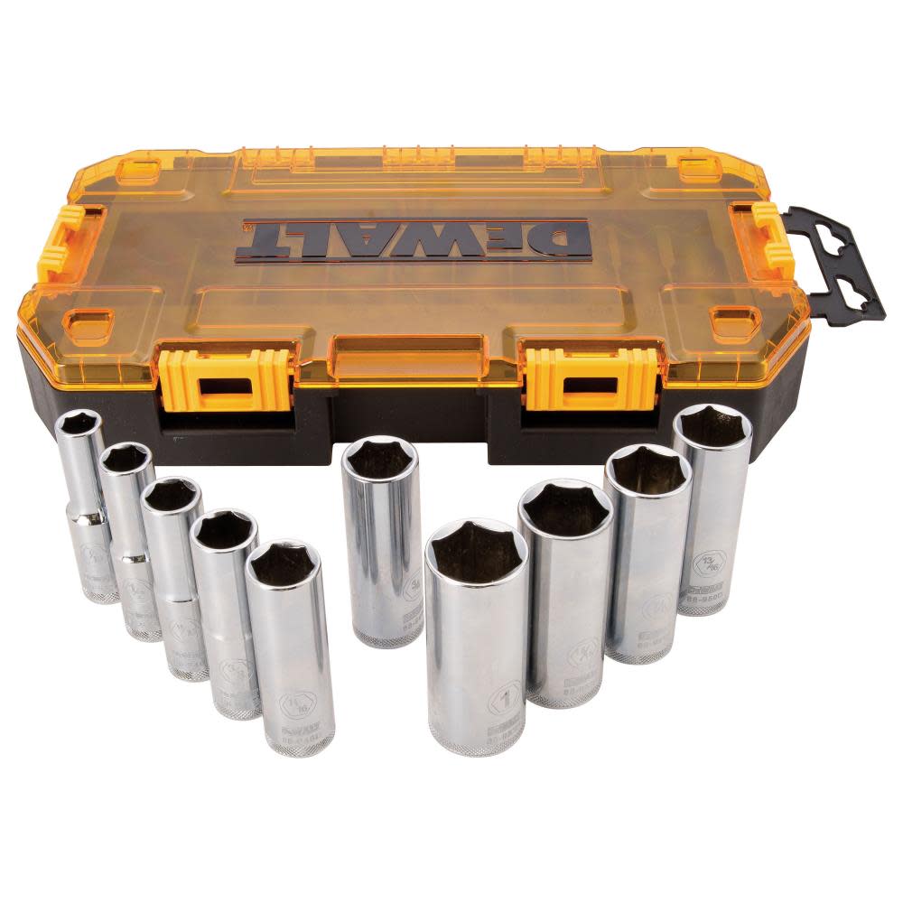 DEWALT 10 piece 1/2 In. Drive Deep Socket Set (SAE)