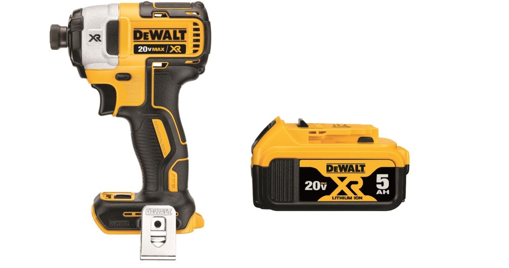 DEWALT 20V MAX XR 1/4" Impact Driver with 20V XR 5Ah Battery Bundle