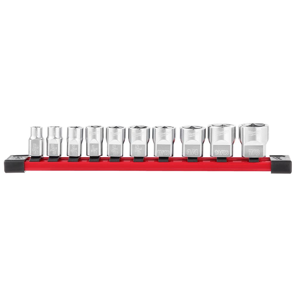 Milwaukee 10pc 3/8 in. SAE Sockets with FOUR FLAT Sides