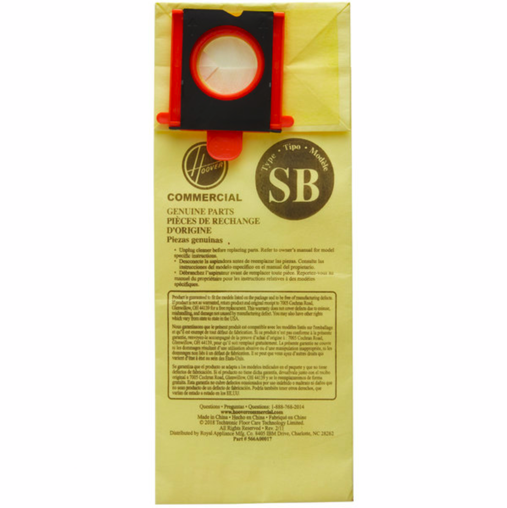 Hoover Commercial Vacuum Type SB Allergen Filtration Vacuum Bag for HushTone CH95413 10 Pack
Hoover Commercial Vacuum Type SB Allergen Filtration Vacuum Bag for HushTone CH95413 10 Pack