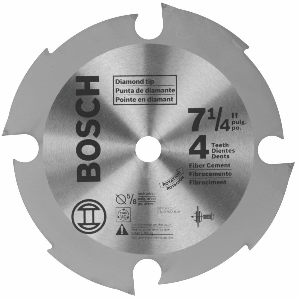 Bosch 7-1/4 In. 4 (PCD) Tooth Fiber Cement Circular Saw Blade for Standard or Wormdrive Saws
Bosch 7-1/4 In. 4 (PCD) Tooth Fiber Cement Circular Saw Blade for Standard or Wormdrive Saws