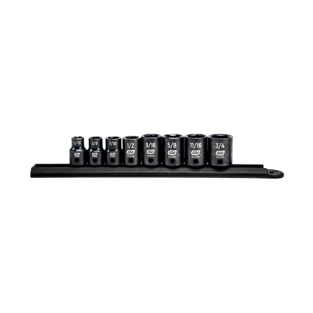 GEARWRENCH 8 Pc 3/8" Drive 6 Point Standard Impact SAE Socket Set