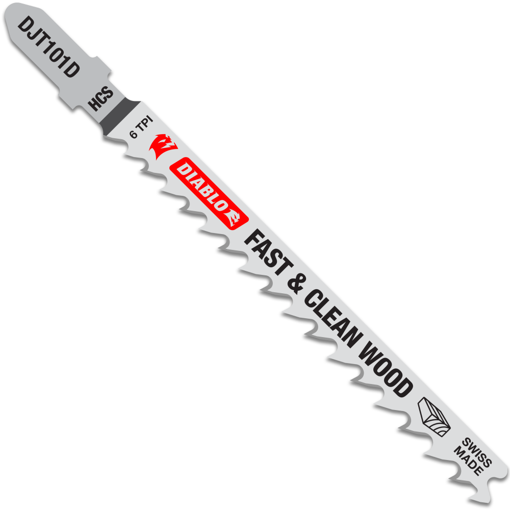 Diablo Tools 4" 6 TPI HiCarb Steel T-Shank Jig Saw Blades for Fast Cuts
