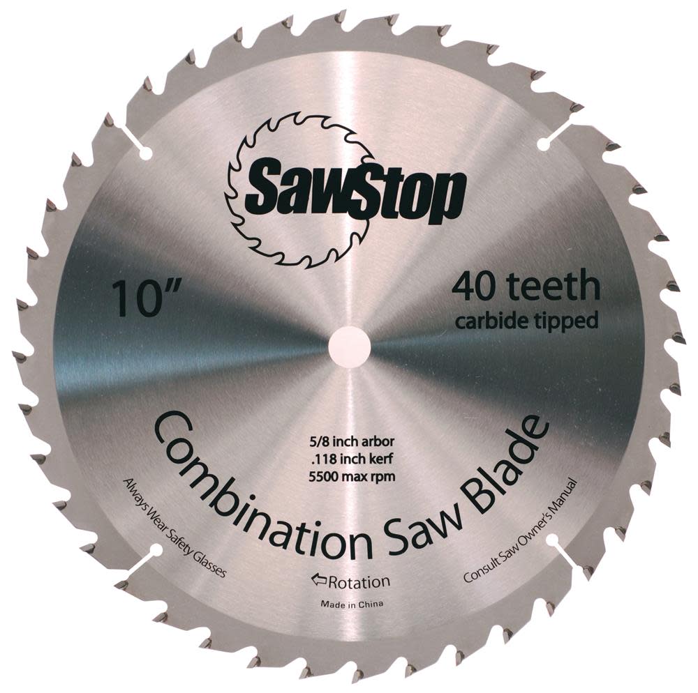 Sawstop Steel Combination Blade - 40 Tooth (ATB) Carbide Tipped