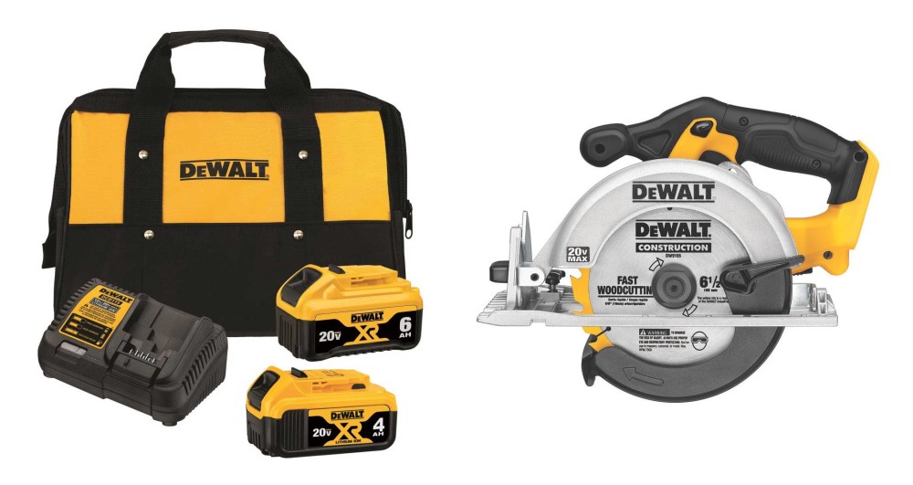 DEWALT 20V Max 6 1/2" Circular Saw & 20V MAX Starter Kit Bundle