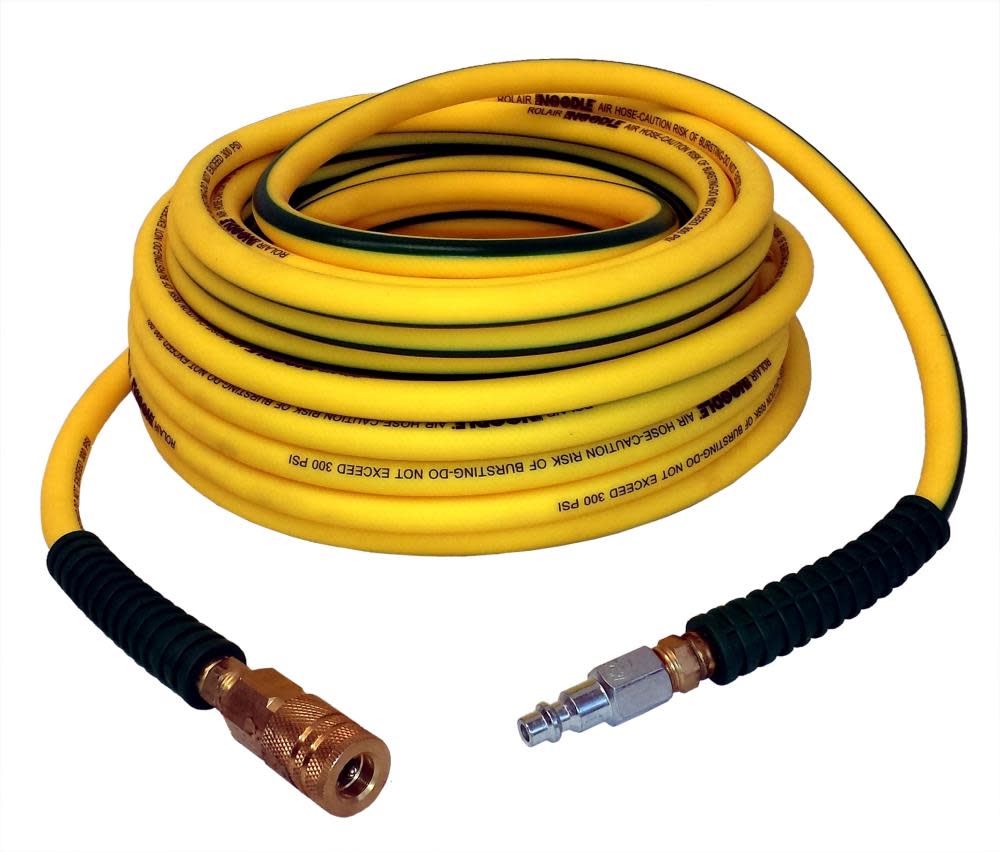 Rolair 1/4In x 50Ft Noodle Air Compressor Hose with Fittings