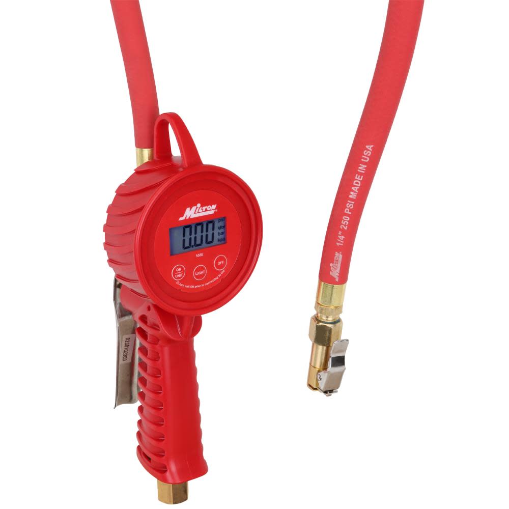 Milton 555e Digital Tire Inflator Gauge, 5 to 220 PSI, 1 PSI Accuracy