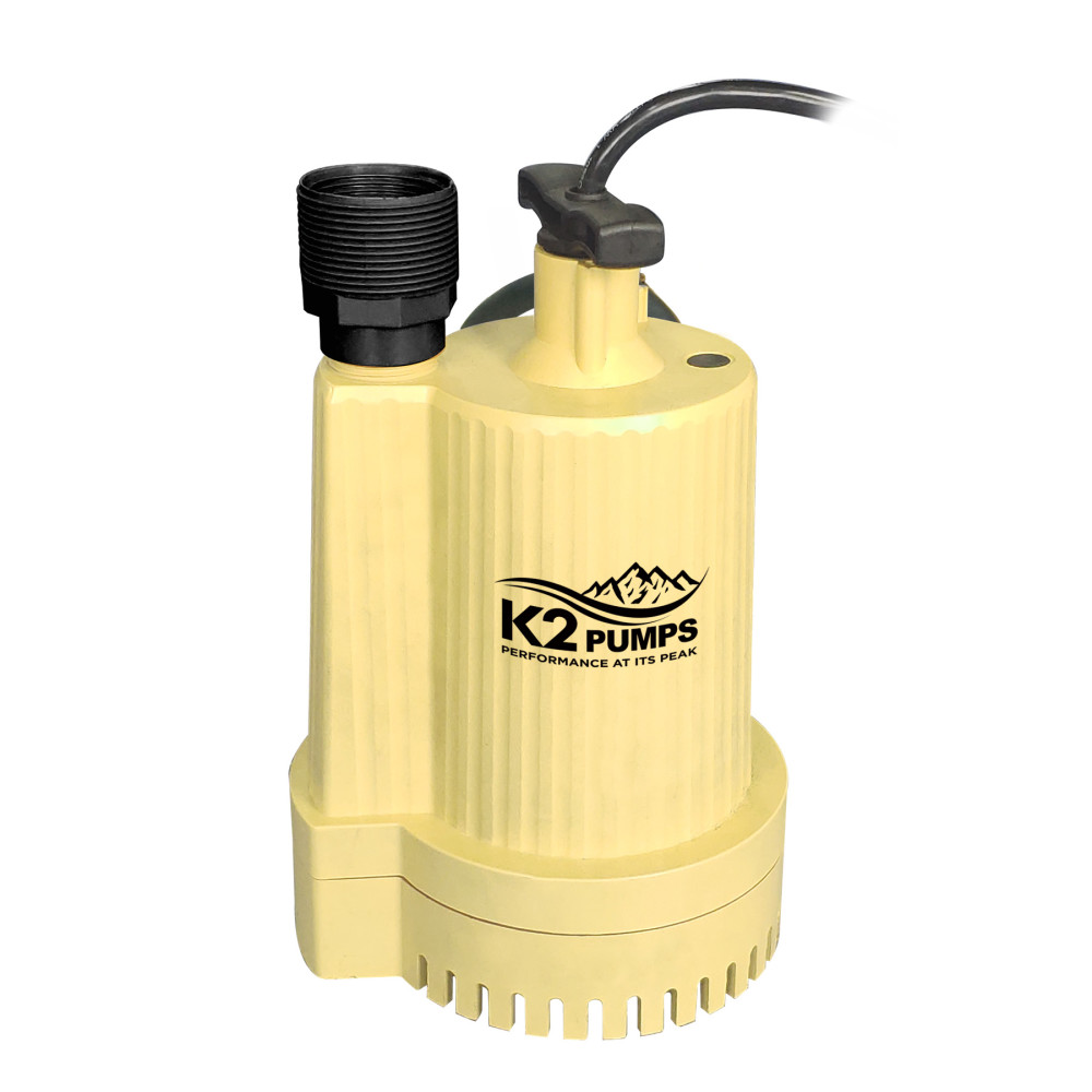 K2 Pumps Thermoplastic Sump Pump 1/3 HP with Piggyback Tethered Switch