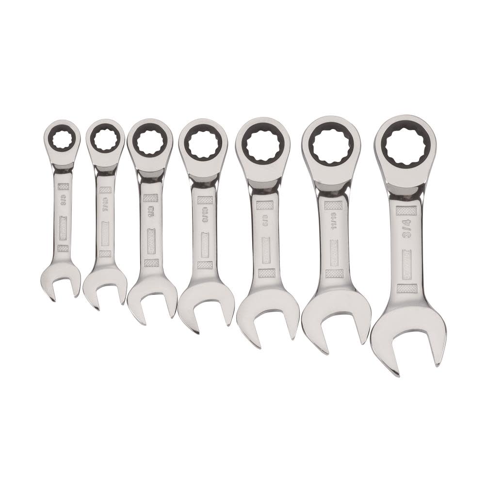DEWALT 7 Piece Stubby Ratcheting Inch Wrench Set