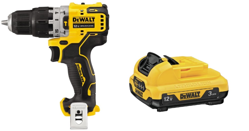 DEWALT XTREME 12V MAX 3/8" Hammer Drill & 3Ah Battery Bundle