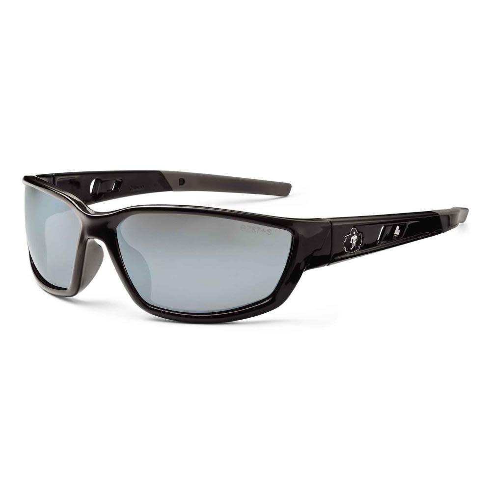Ergodyne Skullerz Kavasir Safety Glasses with Silver Mirror Lens and Black Frame