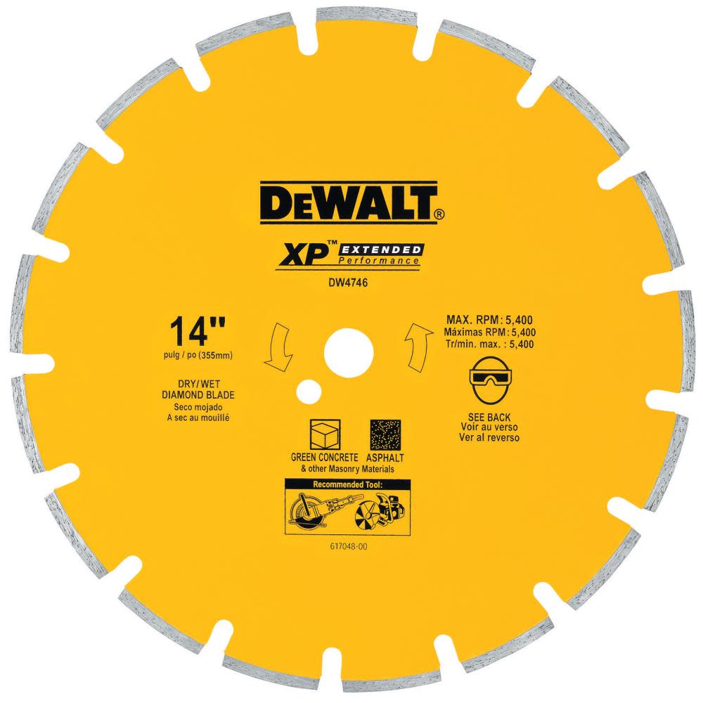 DEWALT 14 In. XP Asphalt/Green Concrete Segmented Diamond Blade