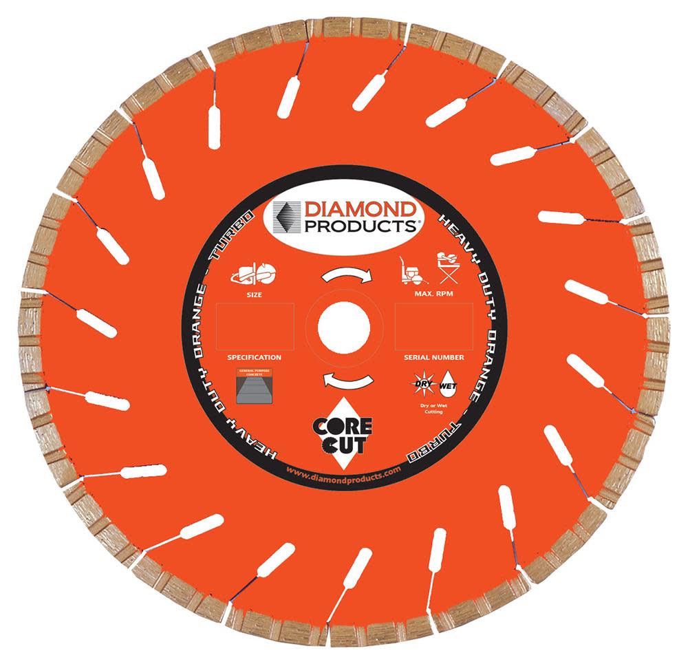 Diamond Products 14 In. x .125 In. x UNV Heavy Duty Orange H.P. Turbo Blade