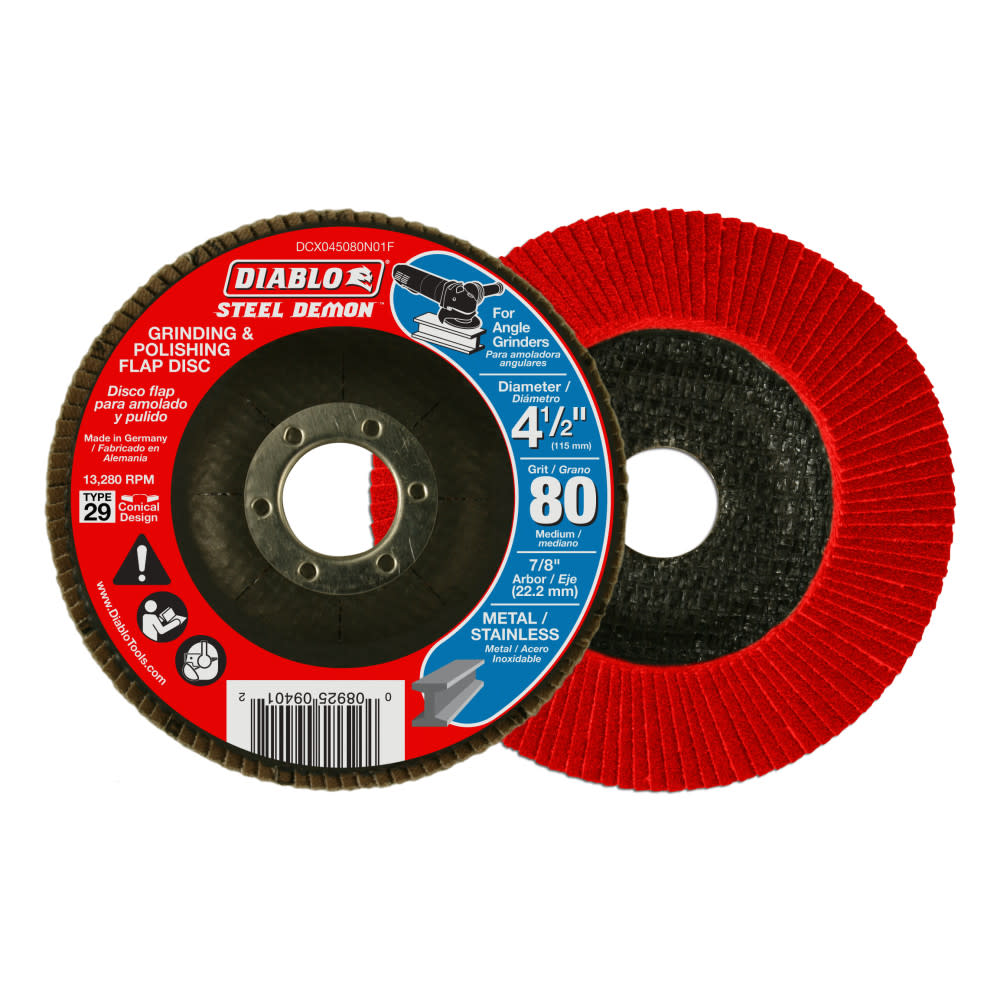 Diablo Tools 4-1/2 In. Steel Demon Flap Disc 80 Grit - No Hub