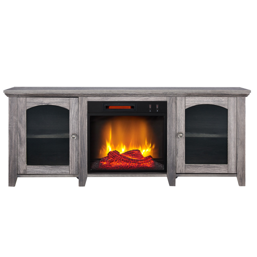 Hearthpro Media Electric Fireplace with Arch Doors