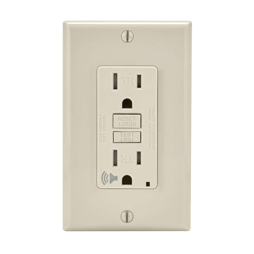Leviton NEMA 5-15R Audible Outlet 15A 125V Light Almond