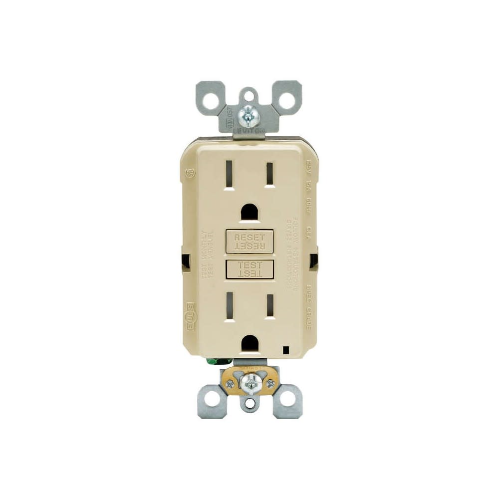 Leviton SmartlockPro GFCI Outlet 15A 125V Duplex Ivory NEMA 5-15R