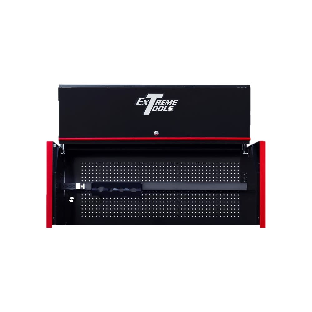Extreme Tools 55" Black Power Workstation Hutch with Red