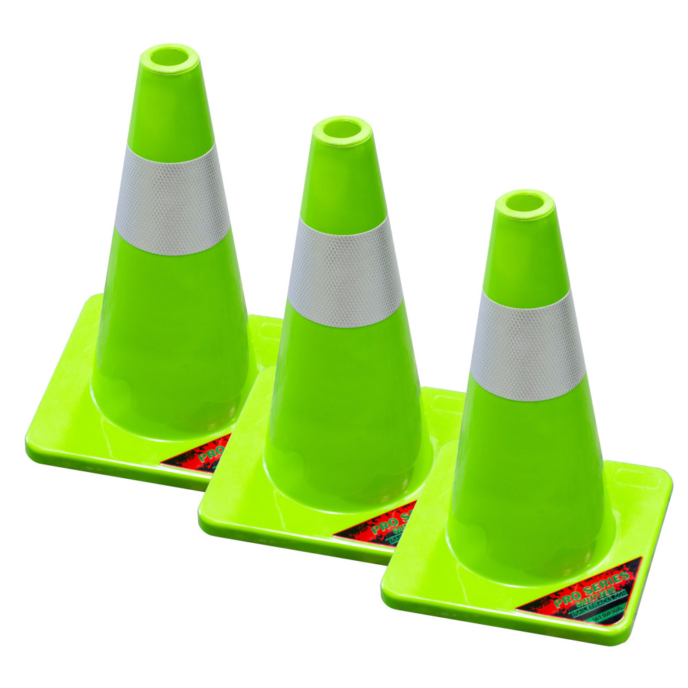 Green Touch Pro Series 18" Safety Cone Neon Green 3pk