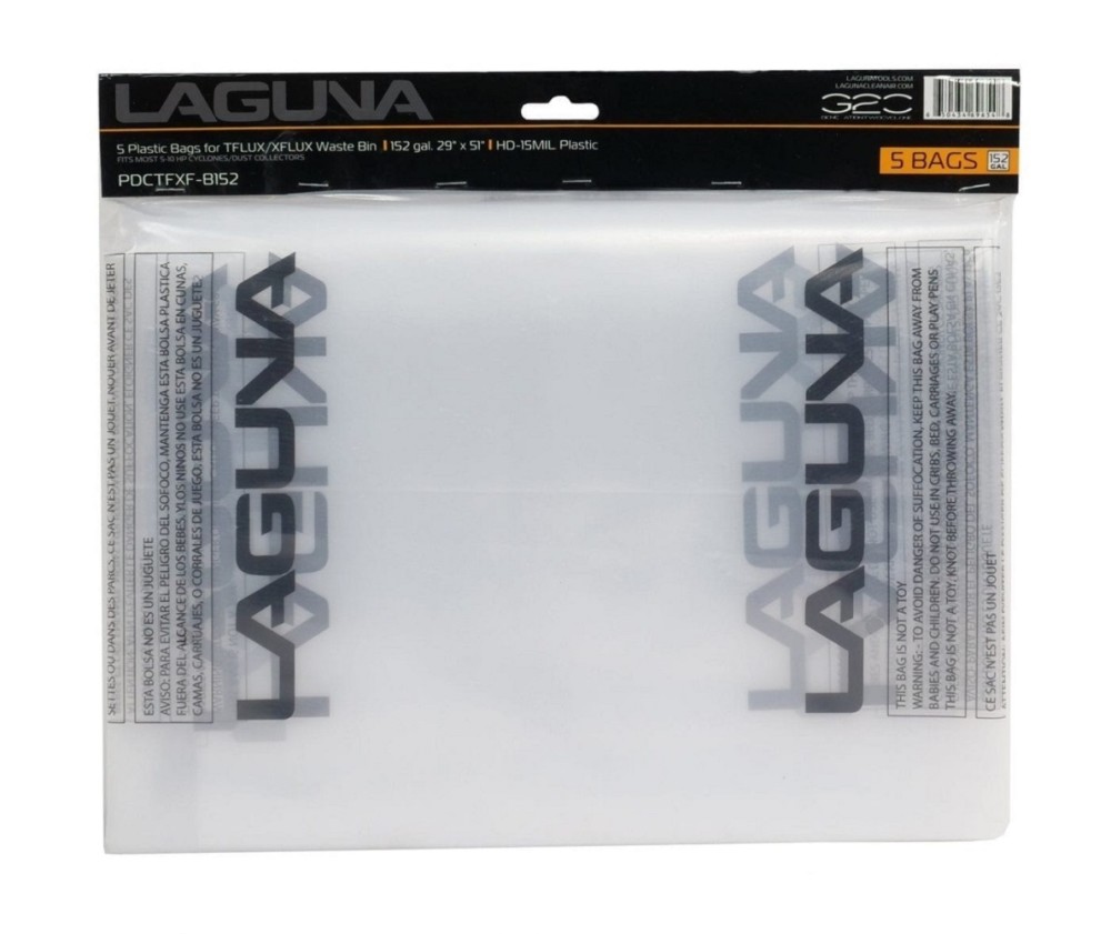 Laguna Tools 5 Pack of 152 Gallon Plastic Reusable HD Waste Bin Bags for Cyclones Dust Collectors
Laguna Tools 5 Pack of 152 Gallon Plastic Reusable HD Waste Bin Bags for Cyclones Dust Collectors