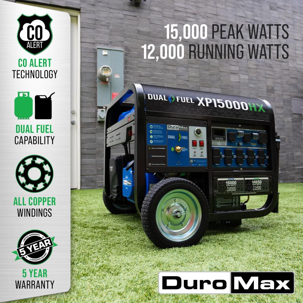 Duromax 15000Watt Dual Fuel Hybrid Portable Generator XP15000HX Acme