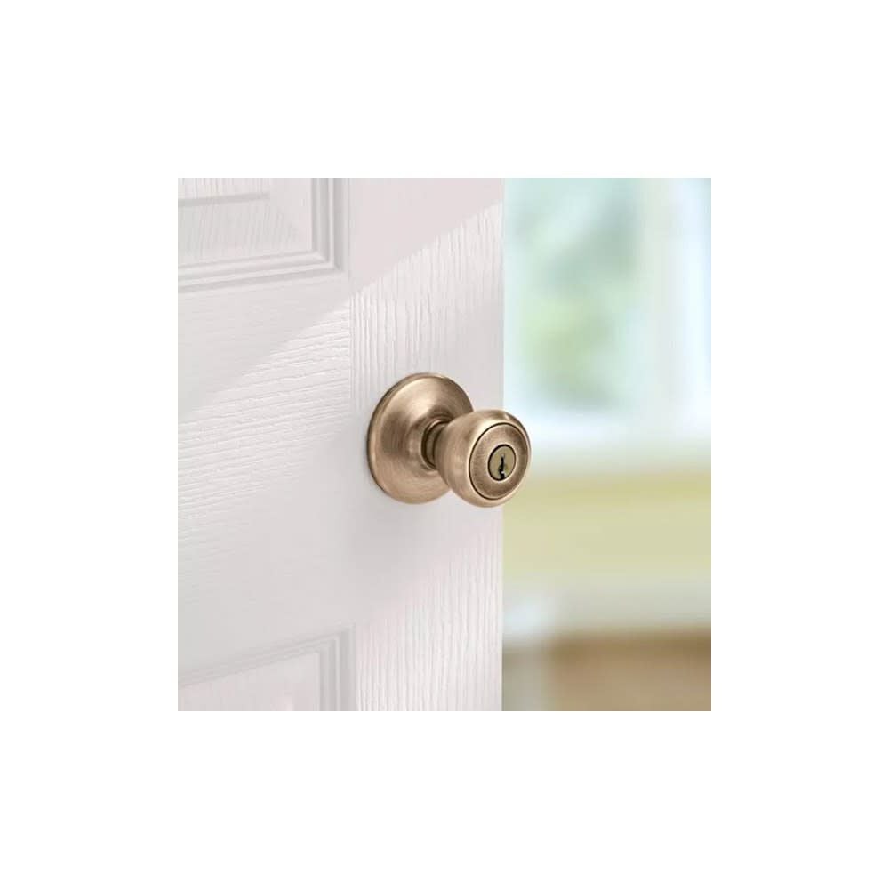 Kwikset Antique Brass Security Keyed Entry Exterior Tylo Lockset Knob, large image number 4