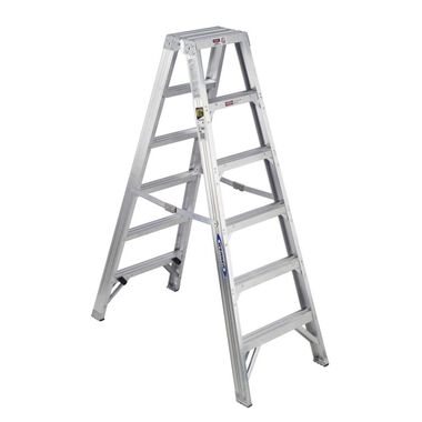 Werner 6-ft Aluminum 375-lb Type IAA Twin-Step Ladder, large image number 0