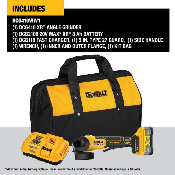 DEWALT 20V MAX XR 4 1/2 Inch - 5 Inch Grinder Kit with XR POWERPACK, large image number 3