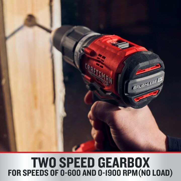 CRAFTSMAN V20 BRUSHLESS RP Cordless 1/2 Inch Hammer Drill With Two 2.0 Ah Batteries and Charger, large image number 5