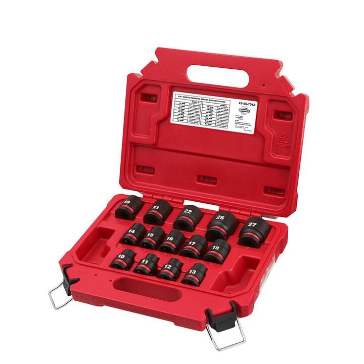 Milwaukee Impact Socket 1/2in Drive Metric Standard 6 Point 14pc, large image number 1