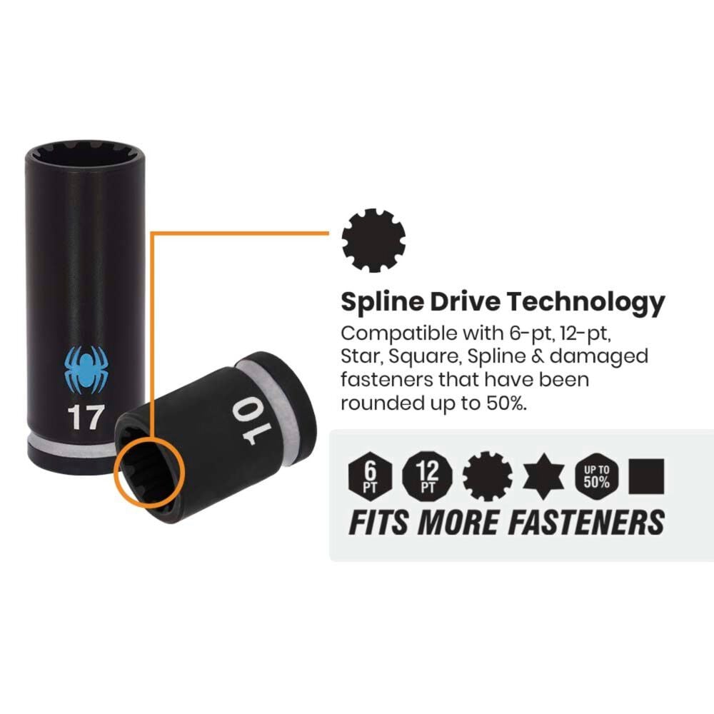 Spyder 3/8 Inch Metric Impact Socket Set With Adapter, 6 Pieces, large image number 3