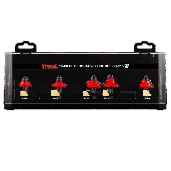 Freud 10 Piece Decorative Edge Quadra-Cut Router Bit Set, large image number 1