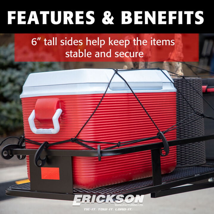 Erickson Mfg Heavy-Duty Folding Steel Hitch Cargo Carrier, 500 lb Capacity 60 Inch x 20 Inch, large image number 6
