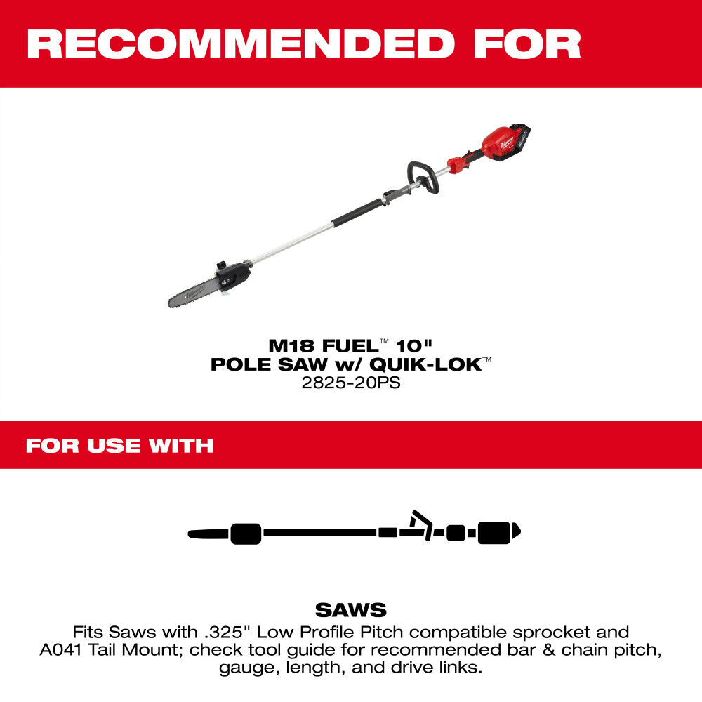 Milwaukee 10 Inch 3/8 Inch LOW PROFILE Pitch, .043 Inch Gauge Saw Chain and Guide Bar Set, large image number 3