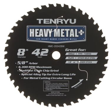 Tenryu 8In x 42T MTCG Heavy Metal Saw Blade, large image number 0
