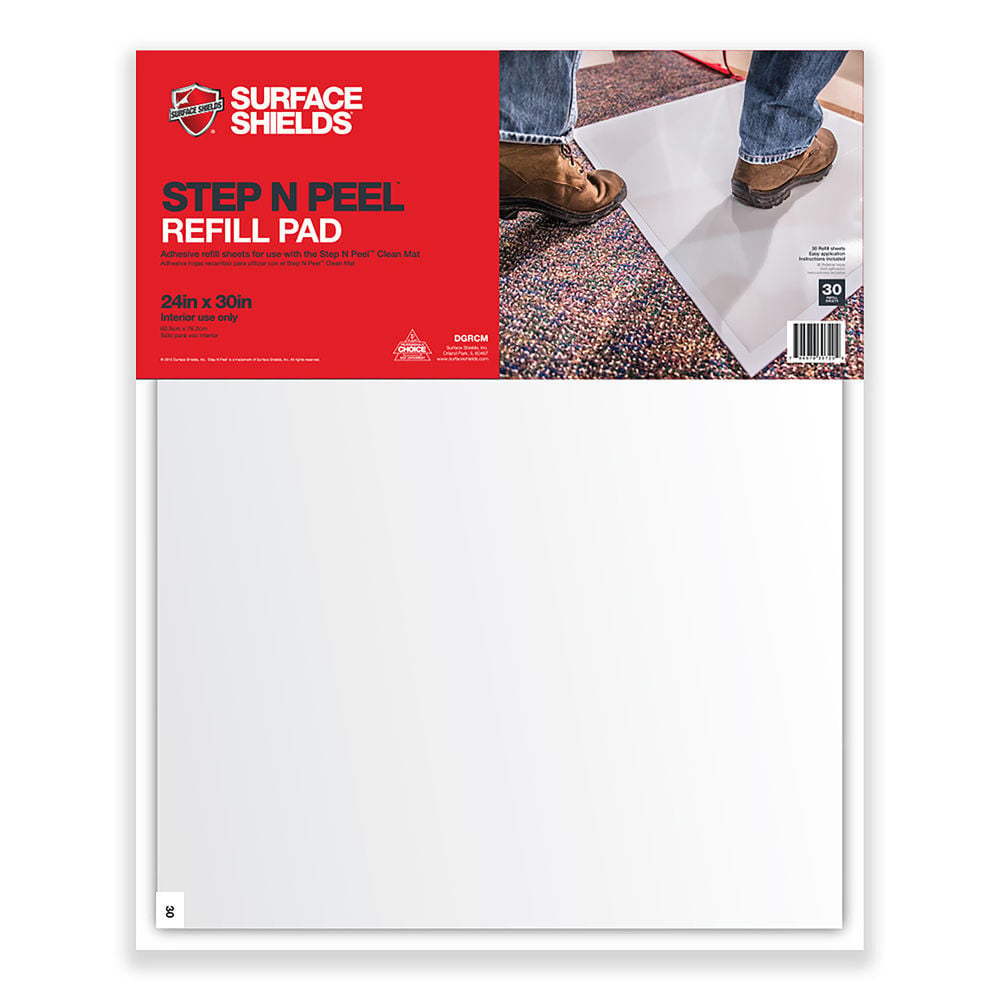 Surface Shield Step N Peel Sticky Mat, Clear Refills, 30 Sheet, 24 Inch x 30 Inch, 4 Pack, large image number 1